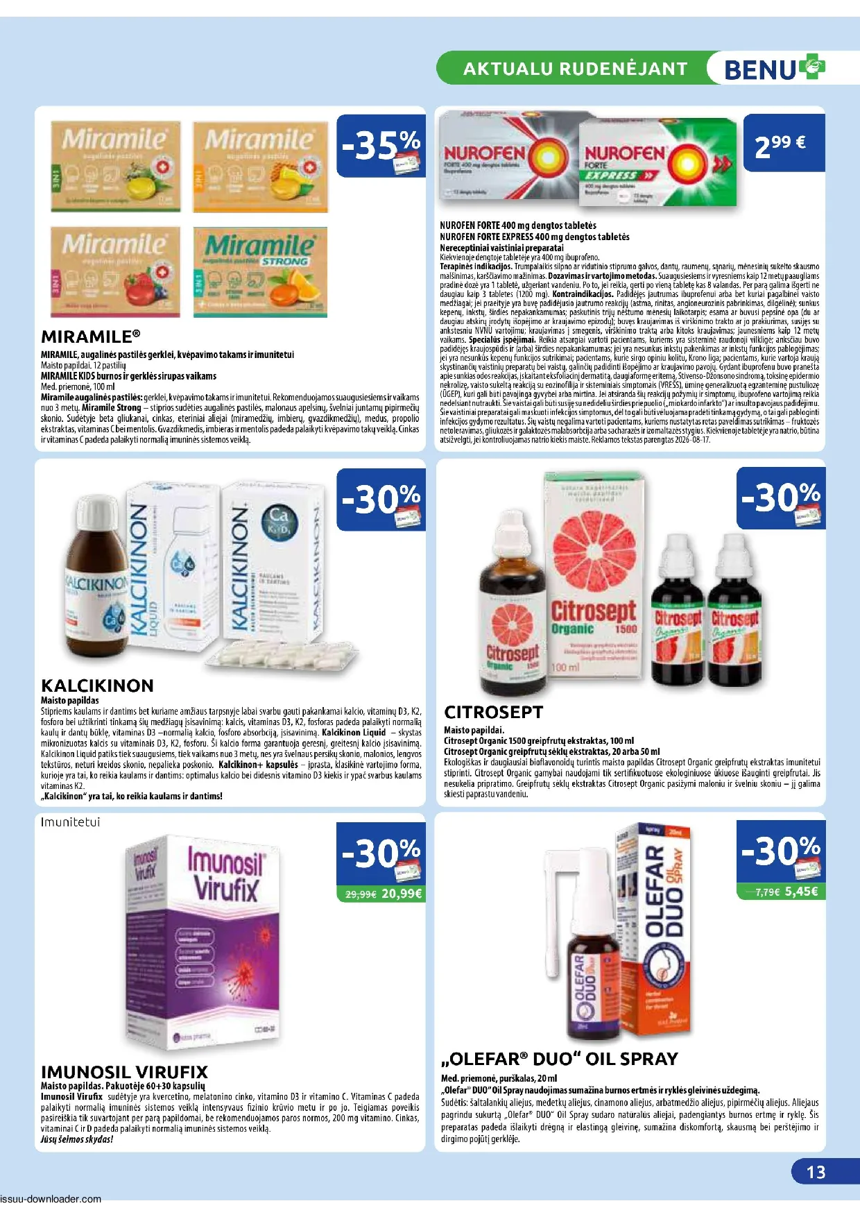 Benu leidinys – 13 psl.