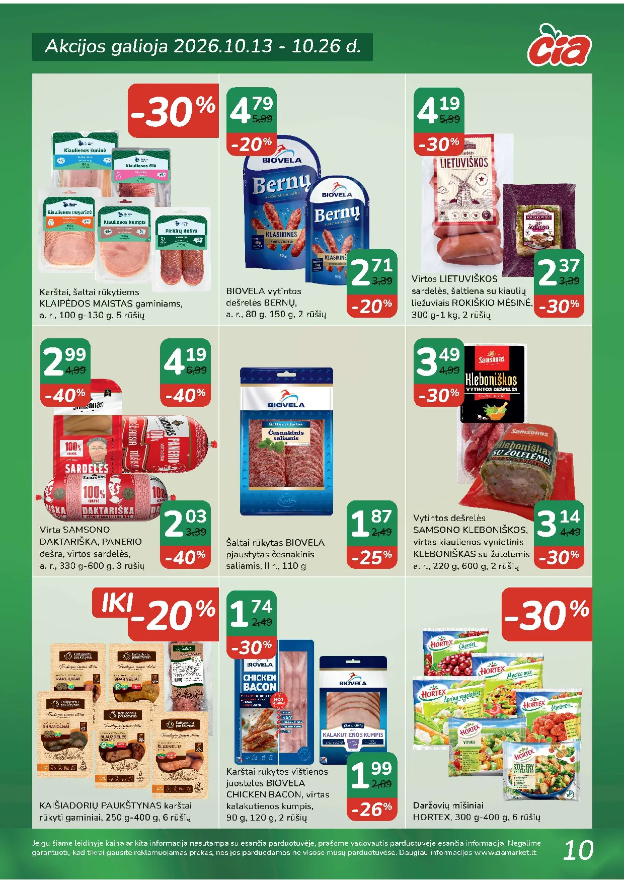 Čia Market akcijos šią savaitę. Galioja nuo 2026-10-13 iki 2026-10-26 – 10 psl.