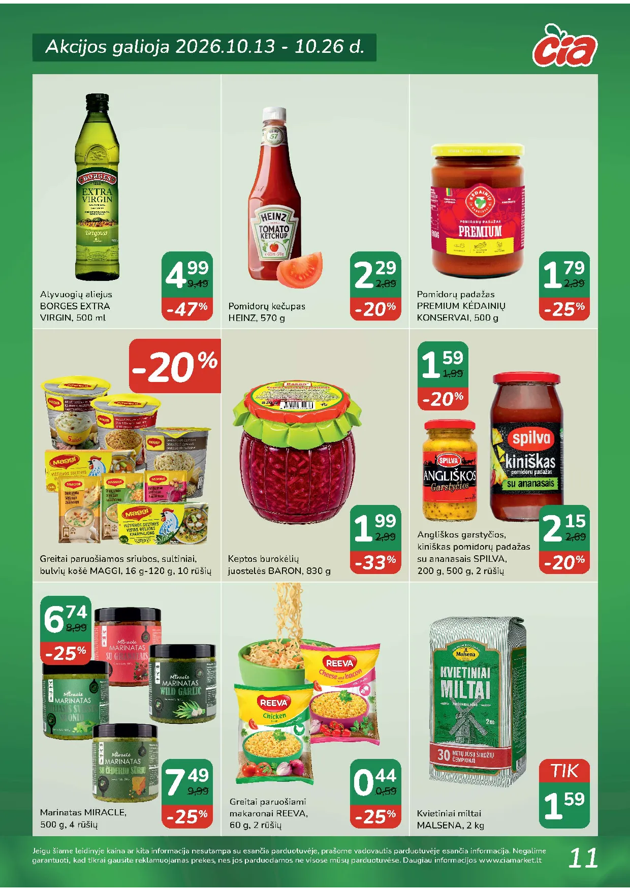 Čia Market akcijos šią savaitę. Galioja nuo 2026-10-13 iki 2026-10-26 – 11 psl.
