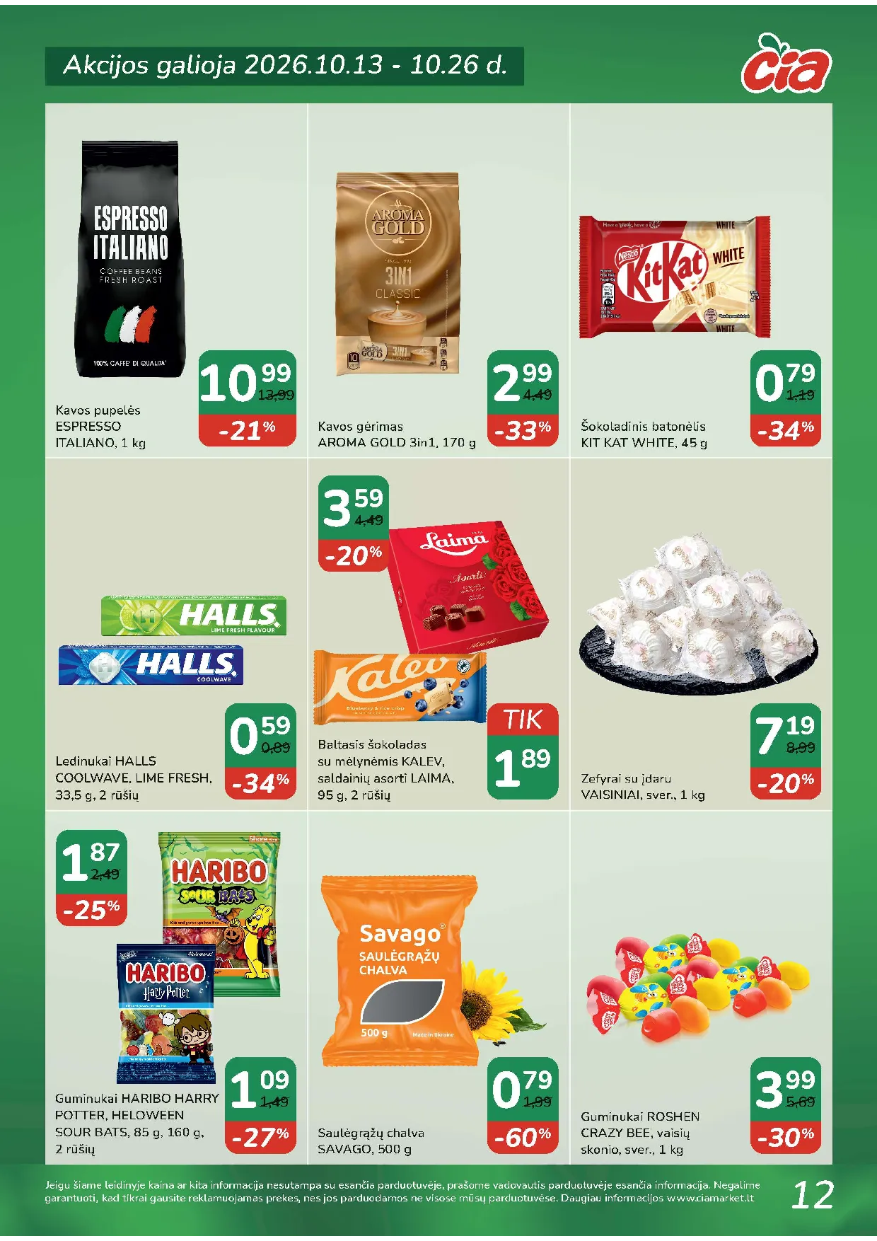 Čia Market akcijos šią savaitę. Galioja nuo 2026-10-13 iki 2026-10-26 – 12 psl.
