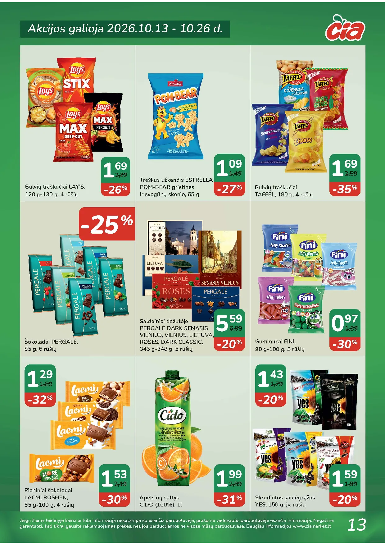 Čia Market akcijos šią savaitę. Galioja nuo 2026-10-13 iki 2026-10-26 – 13 psl.