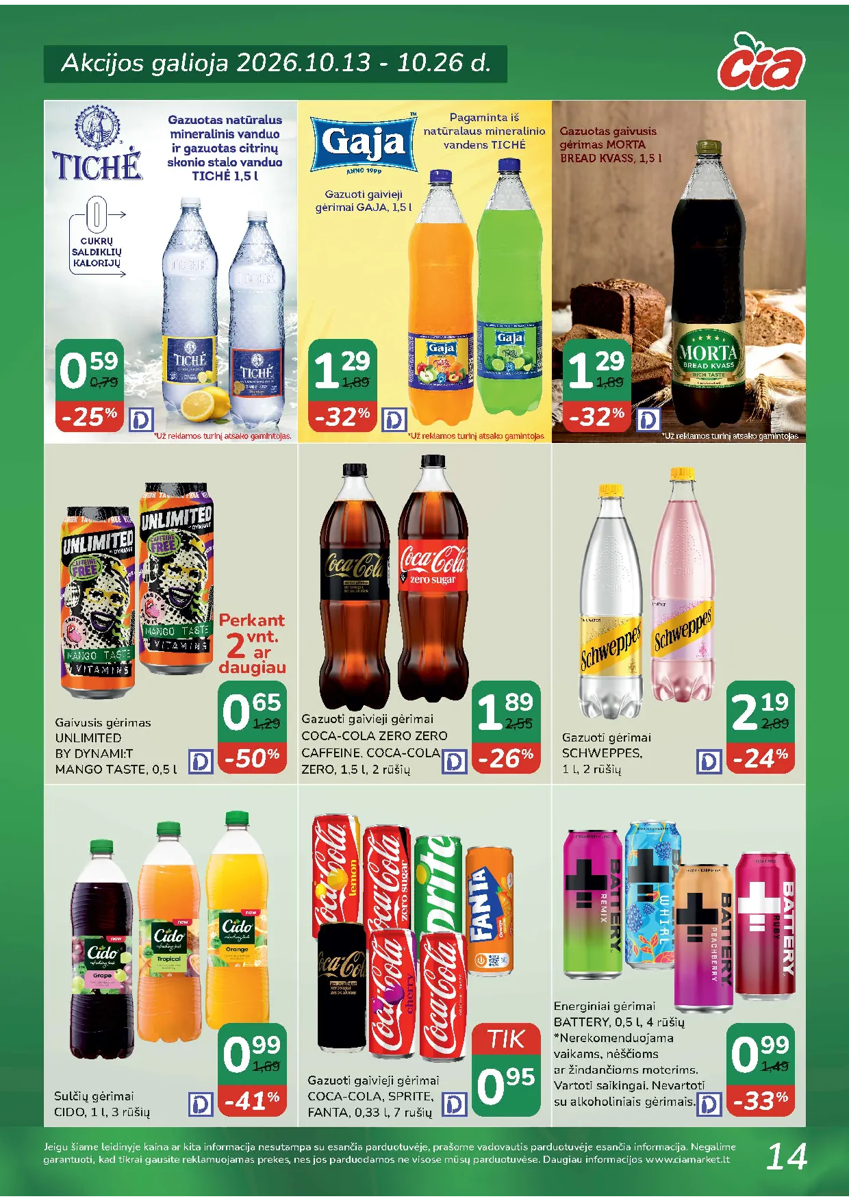 Čia Market akcijos šią savaitę. Galioja nuo 2026-10-13 iki 2026-10-26 – 14 psl.