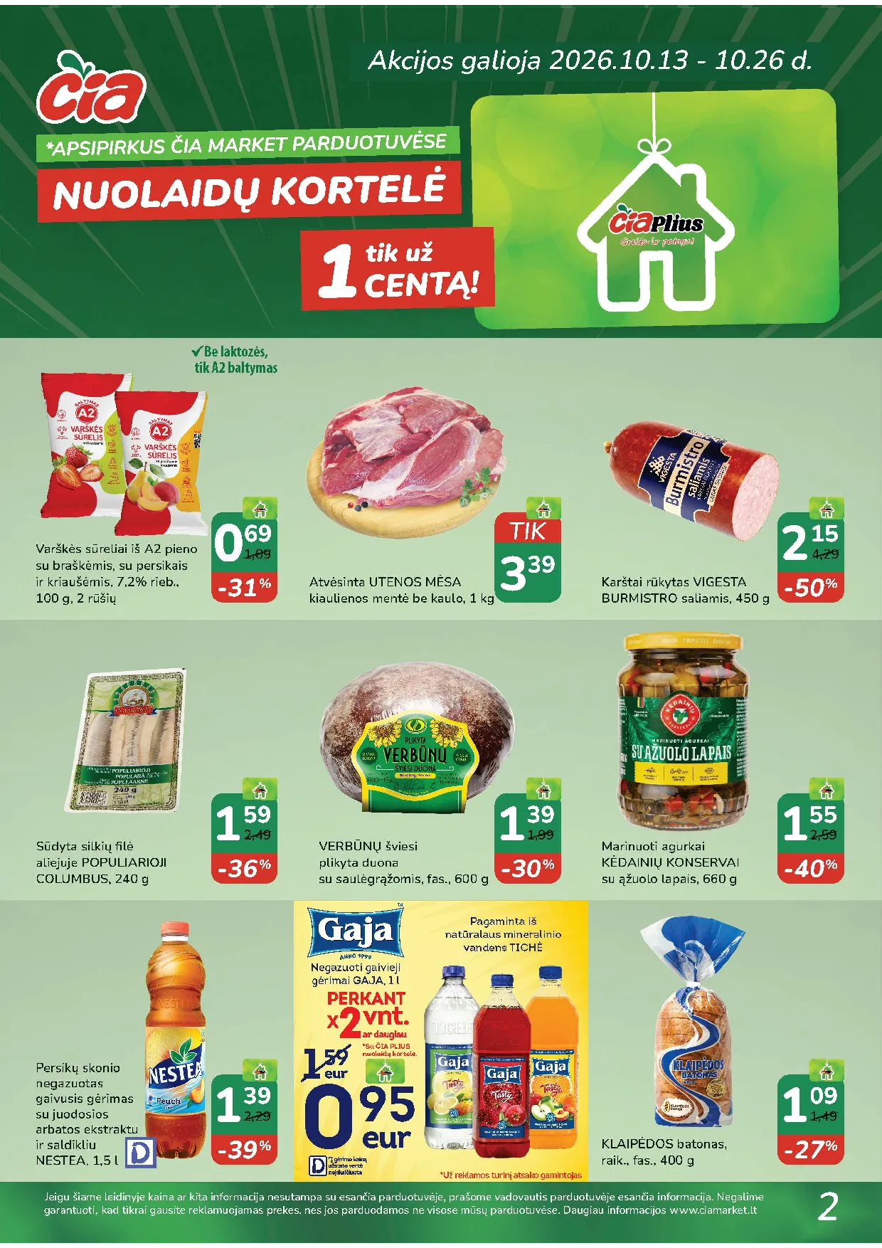 Čia Market akcijos šią savaitę. Galioja nuo 2026-10-13 iki 2026-10-26 – 2 psl.