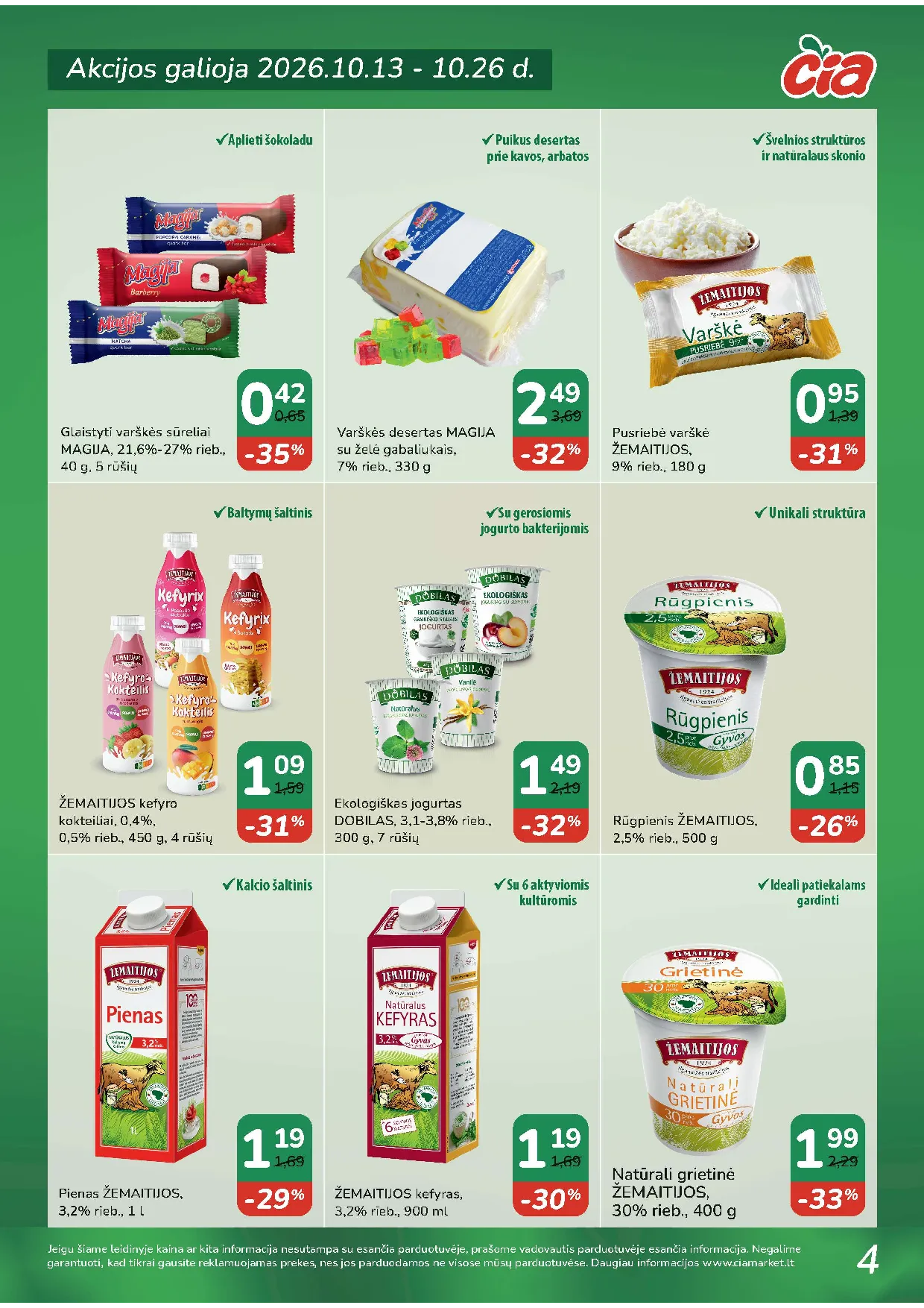 Čia Market akcijos šią savaitę. Galioja nuo 2026-10-13 iki 2026-10-26 – 4 psl.