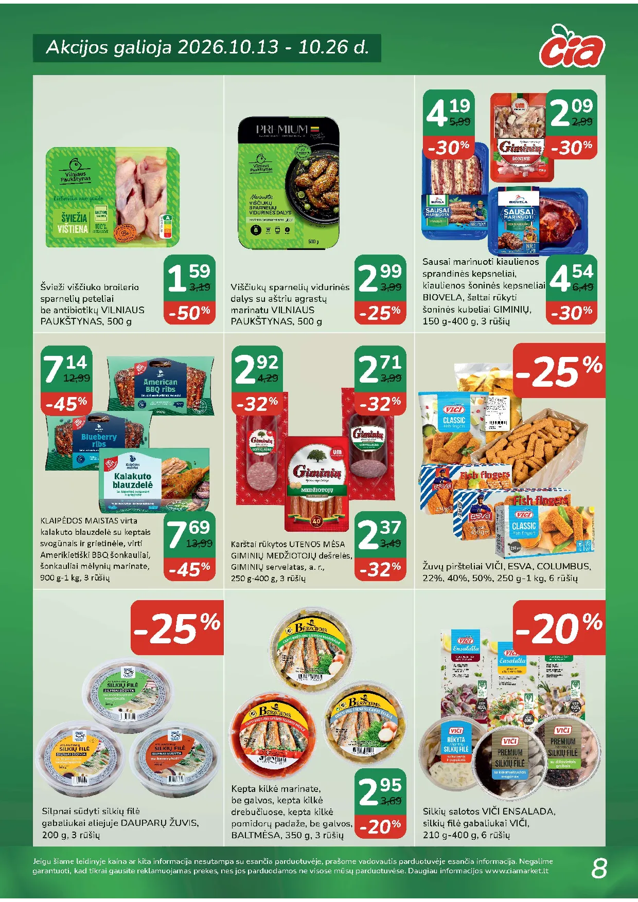 Čia Market akcijos šią savaitę. Galioja nuo 2026-10-13 iki 2026-10-26 – 8 psl.