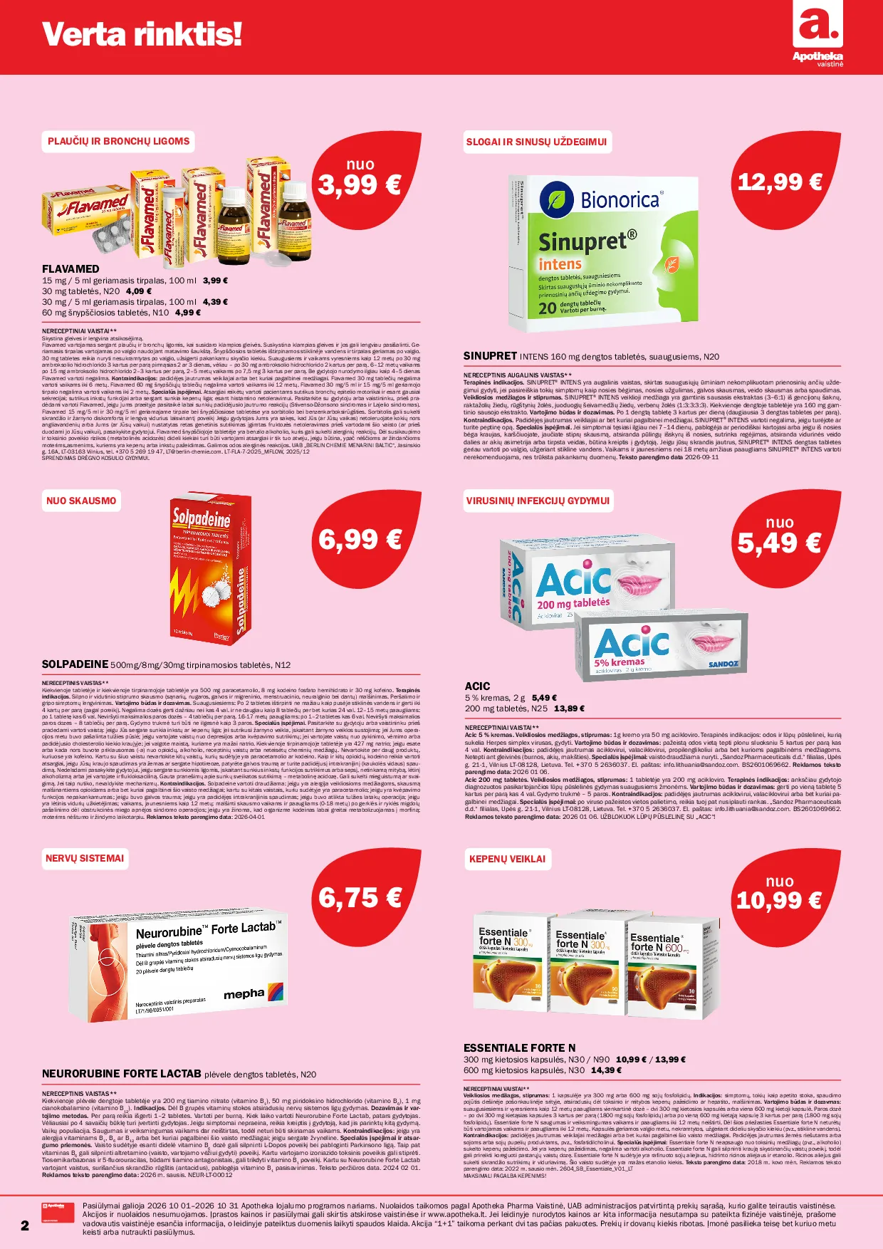 Apotheka akcijos šią savaitę. Galioja nuo 2026-10-01 iki 2026-10-31 – 2 psl.