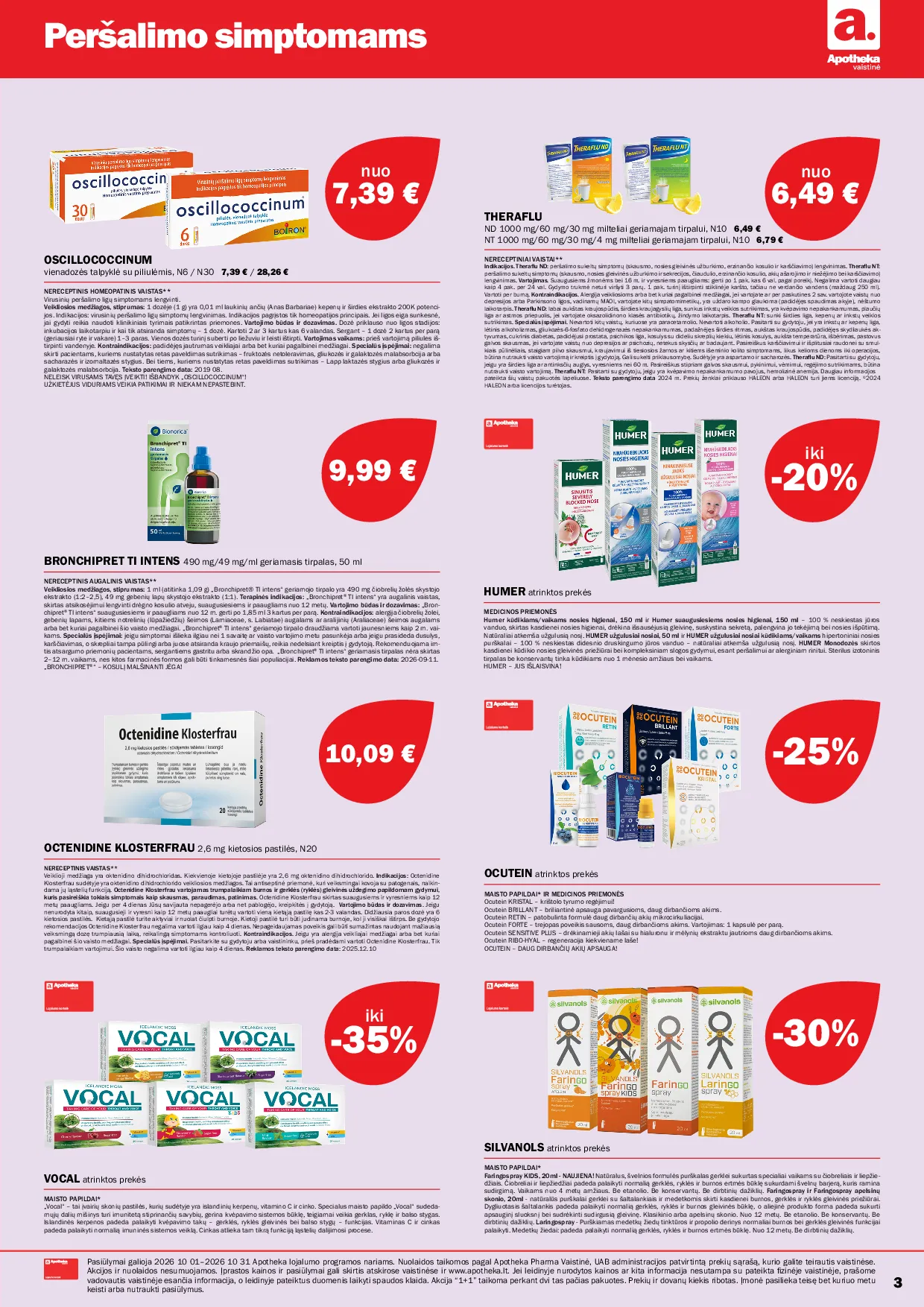 Apotheka akcijos šią savaitę. Galioja nuo 2026-10-01 iki 2026-10-31 – 3 psl.